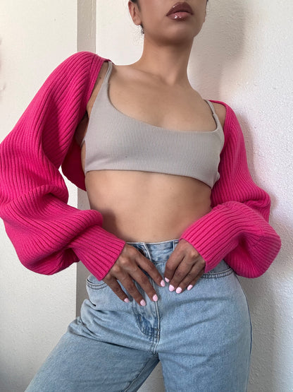 Knit Bolero Shrug -Pink