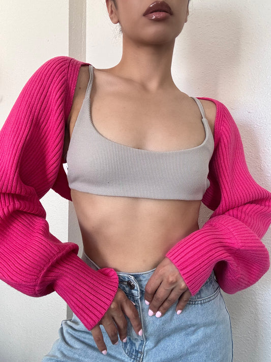 Knit Bolero Shrug -Pink