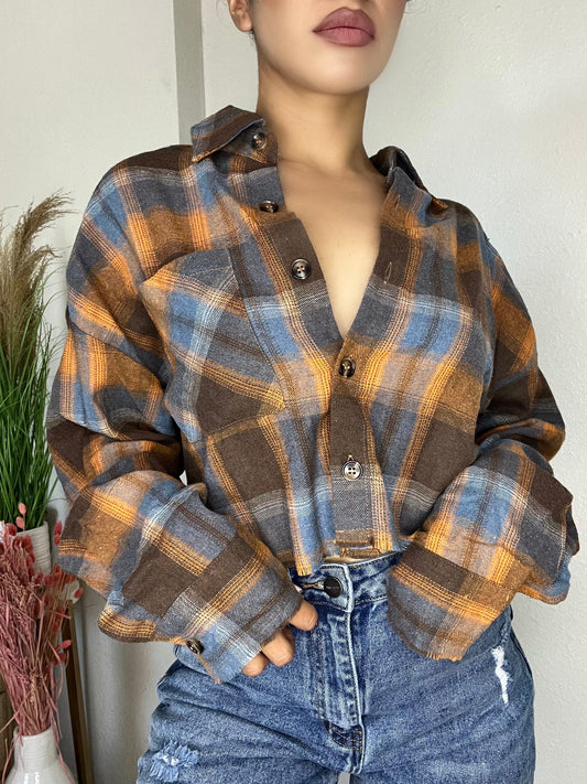 Essential Plaid Shirt -Burnt Orange