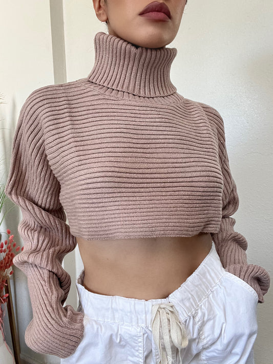 Essential Turtle Neck Sweater -Taupe