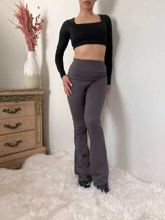 Essential Flare Fold Over Leggings -Grey