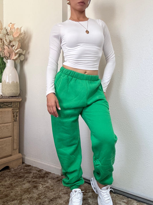 Plush High Waisted Sweatpants (Green)