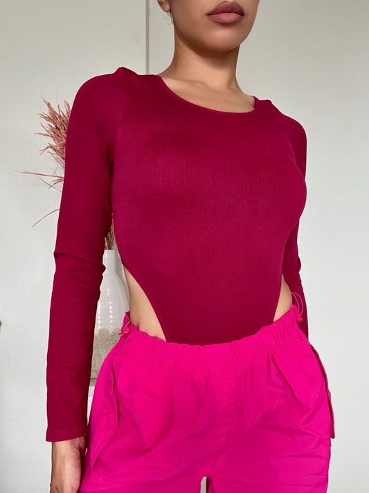 Long Sleeve Highleg Bodysuit -Wild Berry