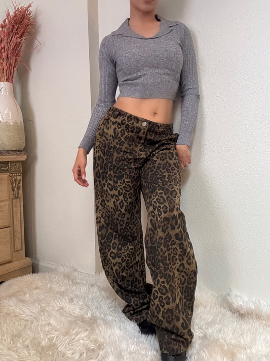 Leopard Print  Denim Jeans