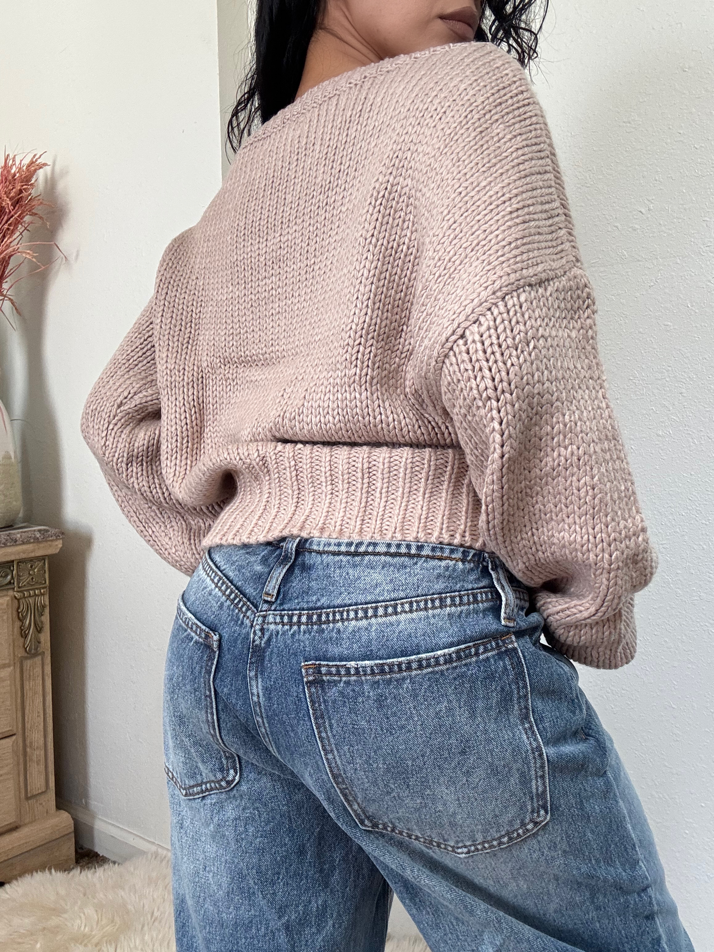 Alyssa Chunky Ribbed Knit Sweater -Wheat