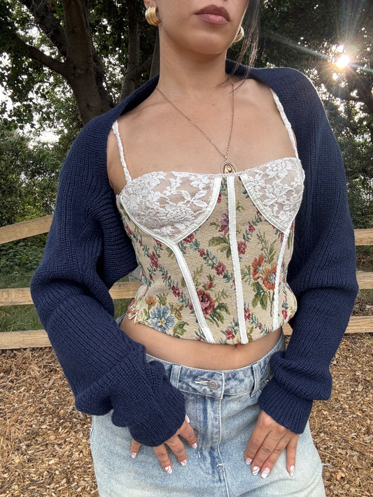Knit Bolero Shrug (Navy)