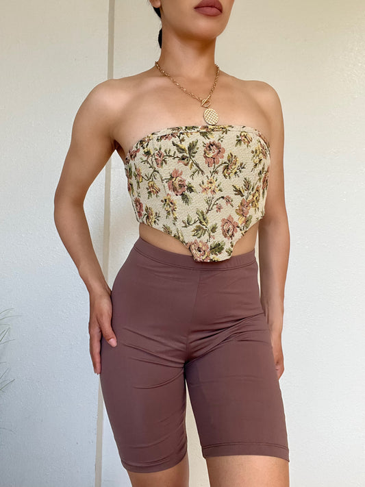 High Waist Biker Short -Mocha