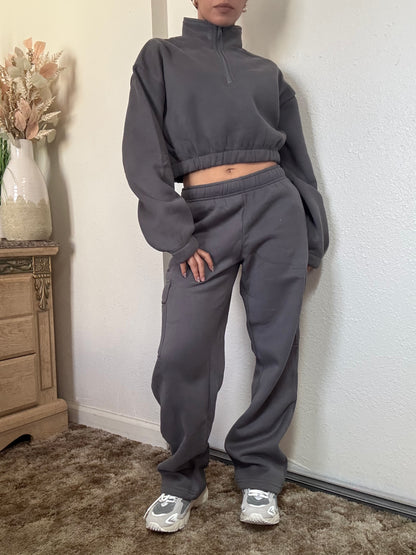 Essential Fleece Cargo Sweatpants -Graphite