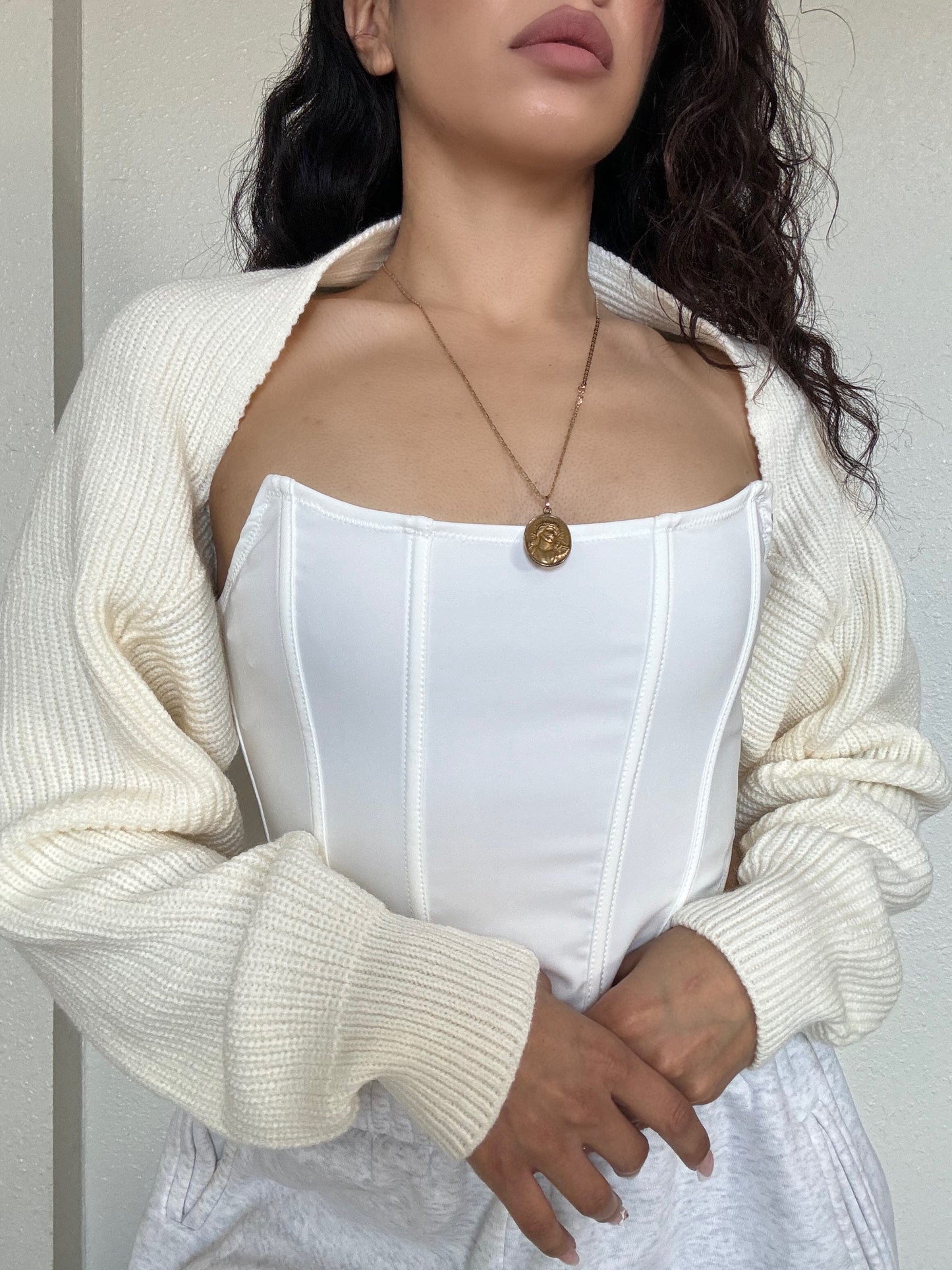 Knit Bolero Shrug -Cream