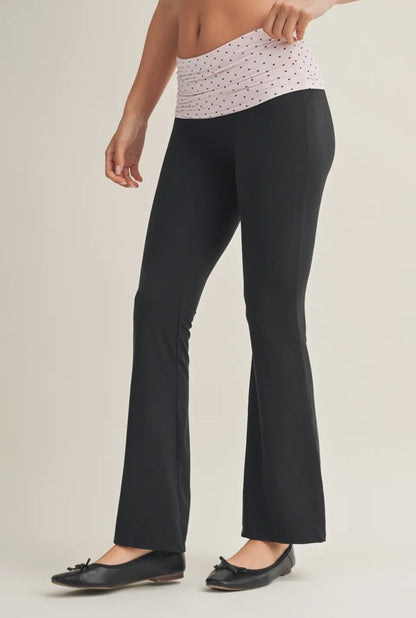 Ultra Soft Fold Over Pants (Pink Polka Dot)
