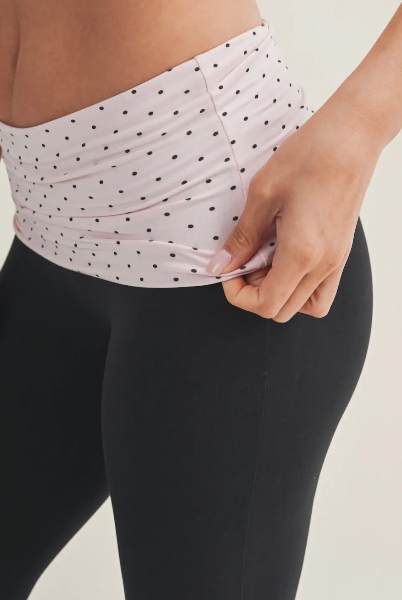 Ultra Soft Fold Over Pants (Pink Polka Dot)