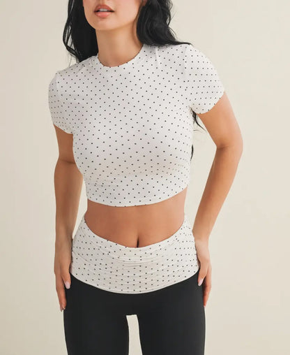 Ultra Soft Short Sleeve Tee -(White Polka Dot)