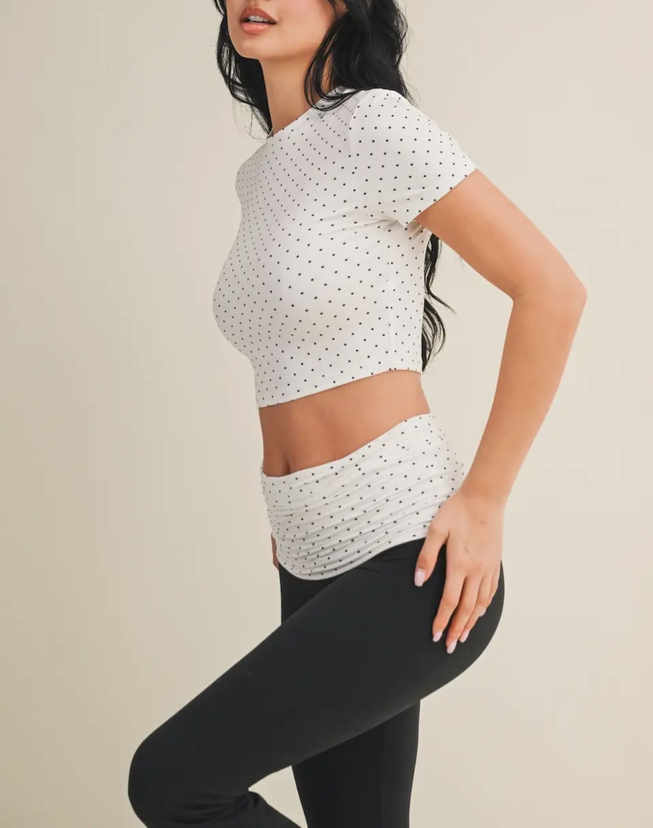 Ultra Soft Short Sleeve Tee -(White Polka Dot)