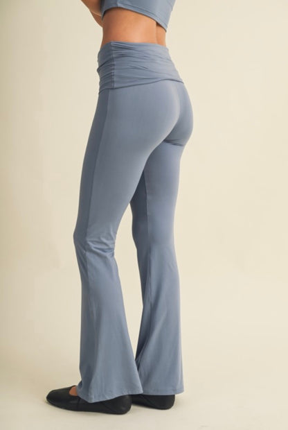 Ultra Soft Fold Over Pants (Dusty Blue)