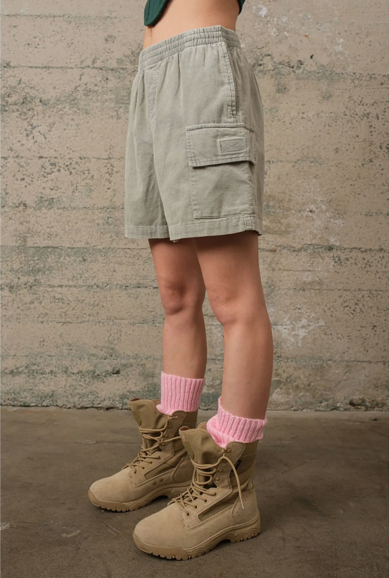 Corduroy Cargo Shorts (Mint)