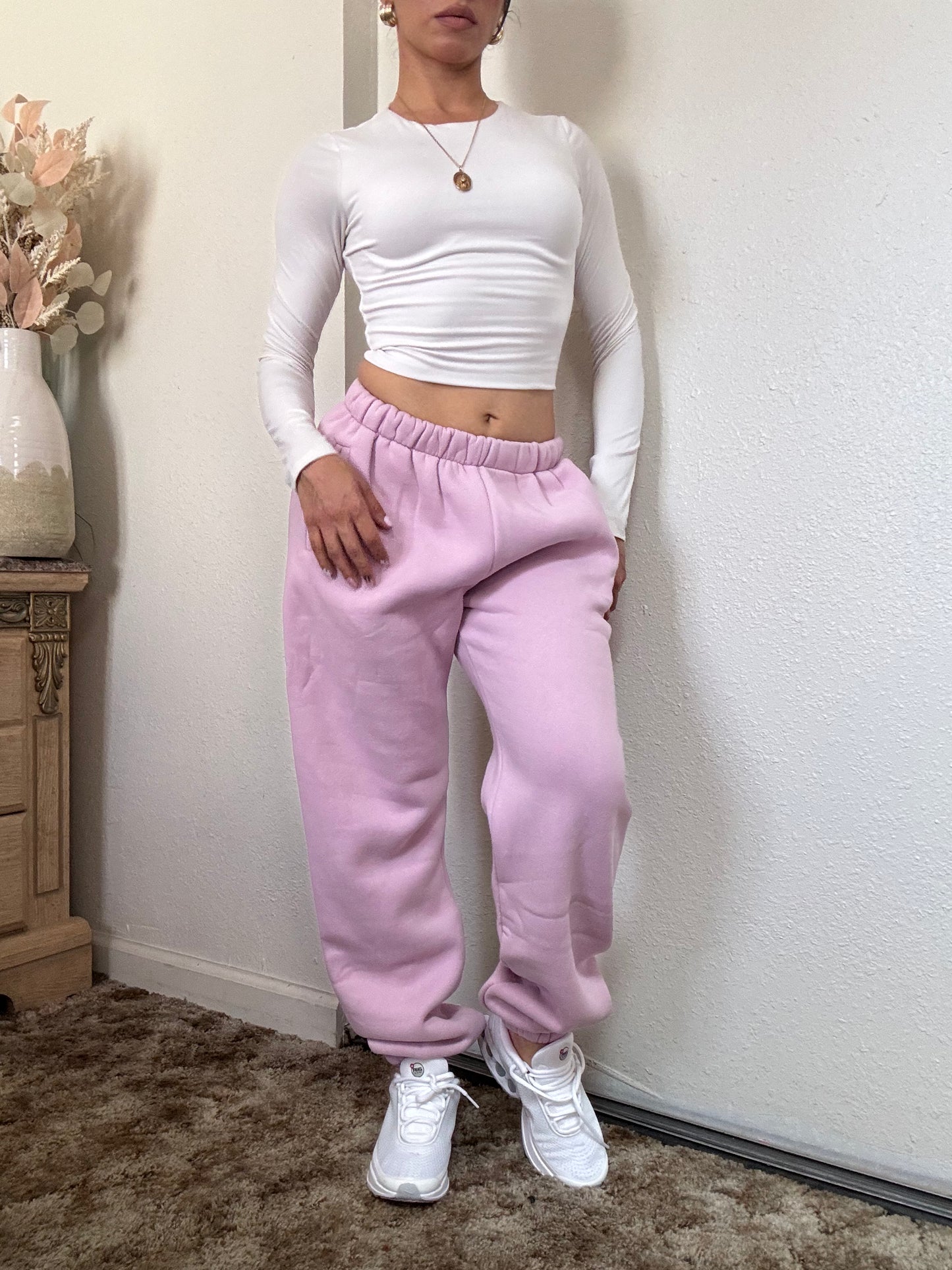Plush High Waisted Sweatpants (Mauve)