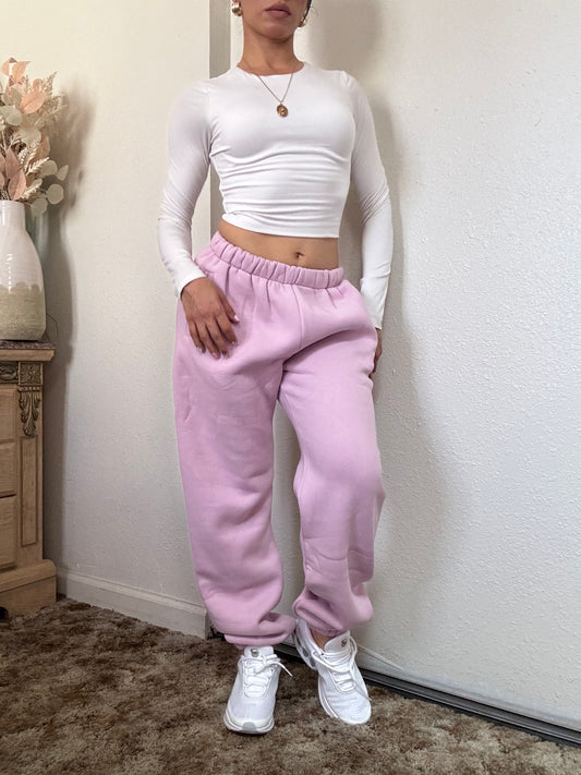 Plush High Waisted Sweatpants (Mauve)