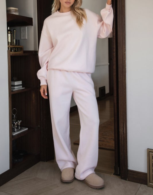 Essential Ultra Fleece Straight Leg Sweatpants (Pale Pink)