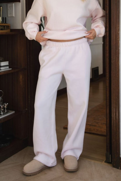 Essential Ultra Fleece Straight Leg Sweatpants (Pale Pink)