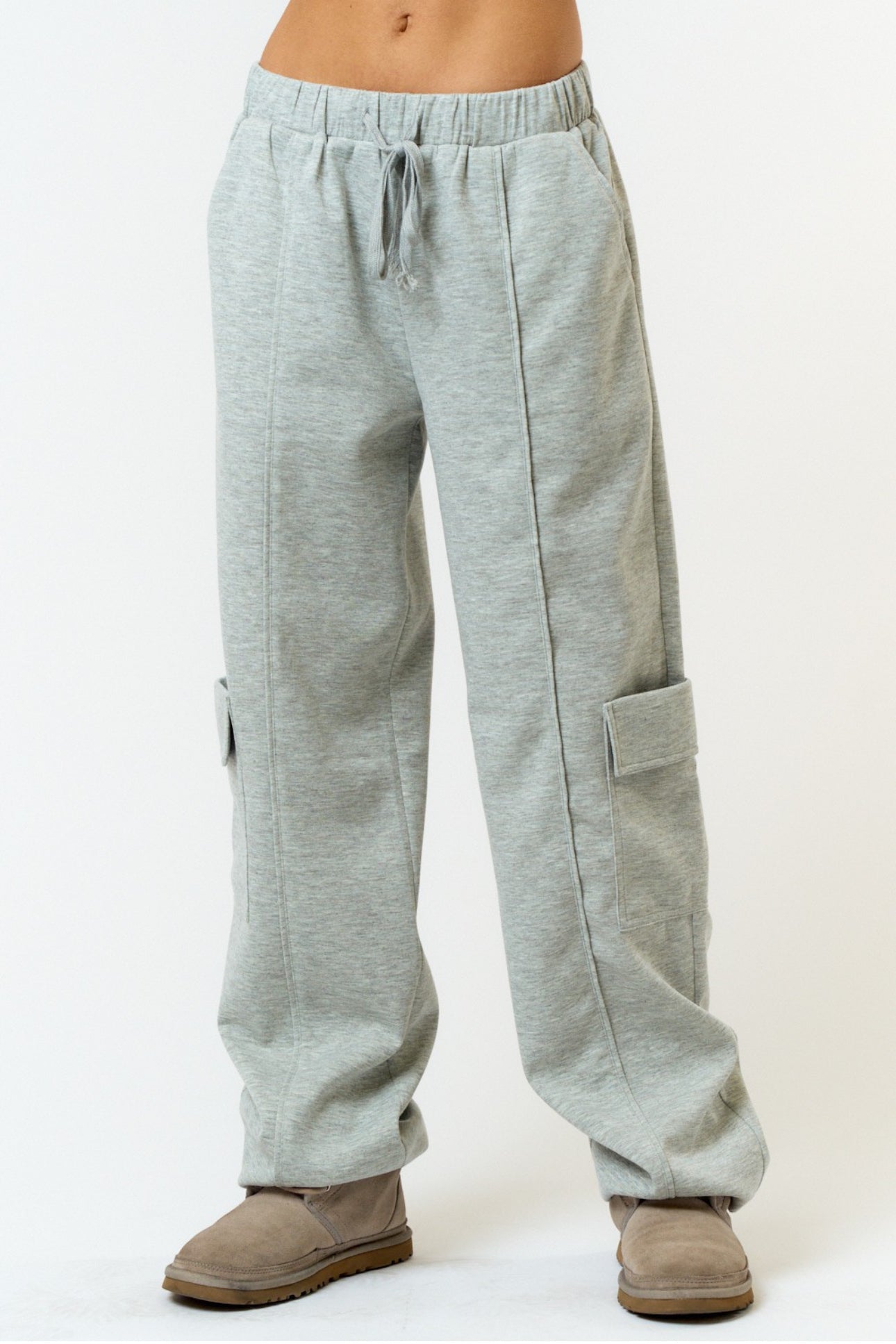 Corset Top Cargo Jogger Set -Grey