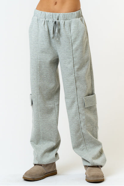 Corset Top Cargo Jogger Set -Grey