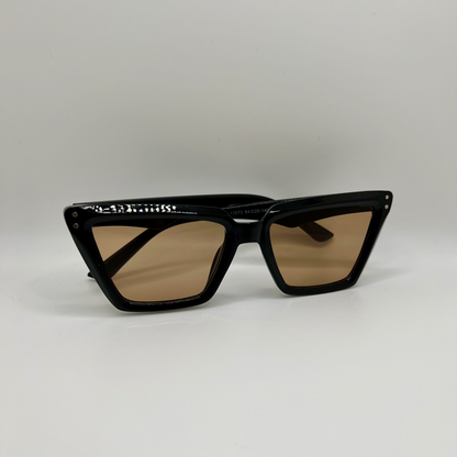 Retro Cat Eye Sunnies -Black/Brown