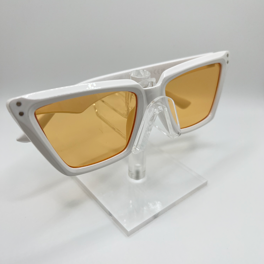 Retro Cat Eye Sunnies -White/Orange