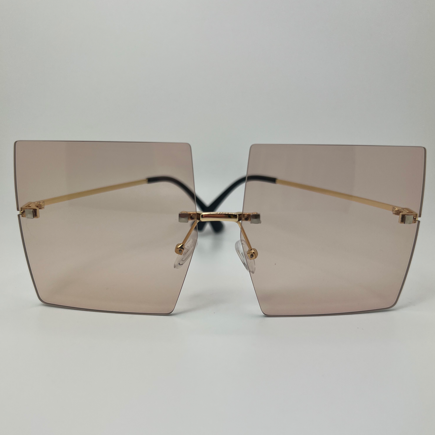 Rimless Oversized Sunglasses -Brown