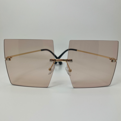 Rimless Oversized Sunglasses -Brown