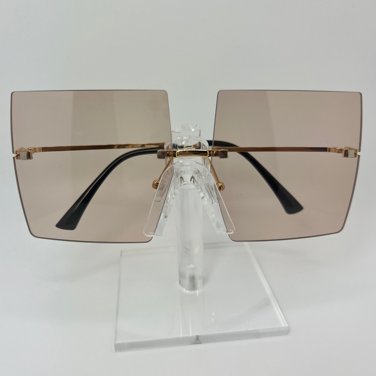 Rimless Oversized Sunglasses -Brown