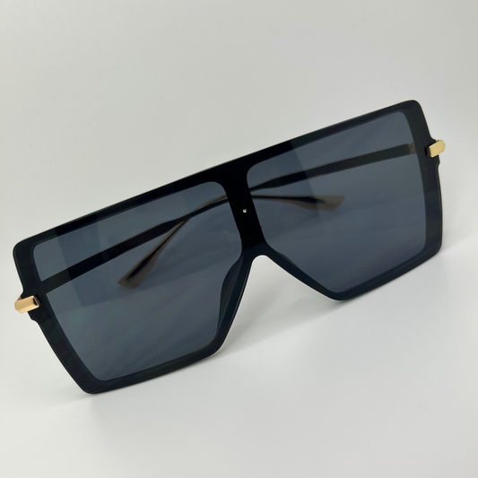 Oversized Metal Shades -Black/Gold