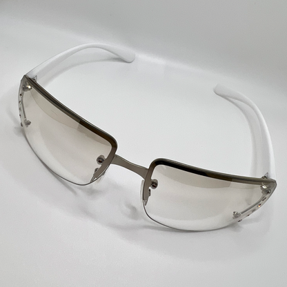 Frameless Rectangle Sunnies -Clear/White