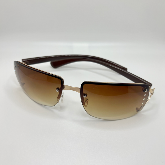 Frameless Rectangle Sunnies -Brown